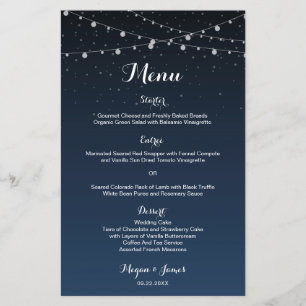 Menú Boda nocturno de la Marina Celestial Blue Sta