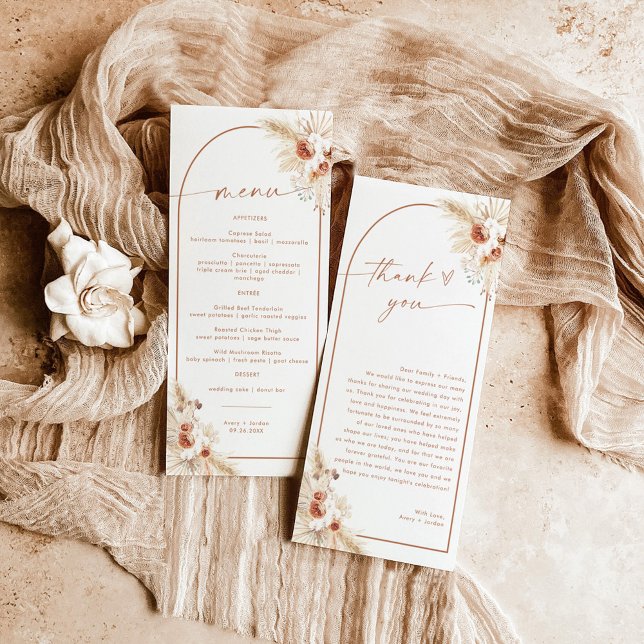 Menú boda + Nota de agradecimiento | Nota Boho Nap (Subido por el creador)