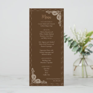 Menú Boda ornamental elegante marrón