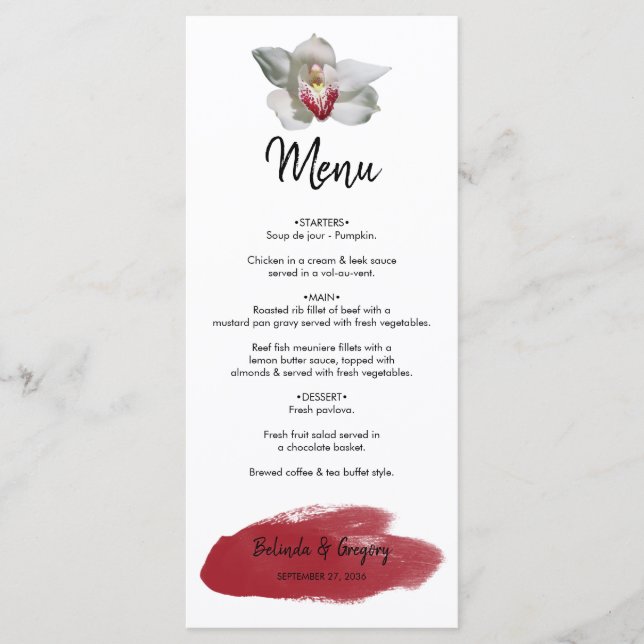 Menú Boda Orquídea Blanca de Borgoña (Anverso)