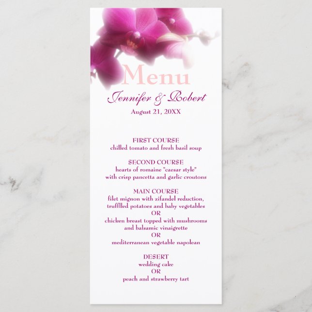 Menú Boda Orquídea Rosa (Anverso)