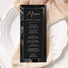 Menú Boda oscura de plata negra moderna de ágata