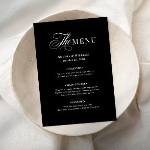 Menú Boda oscura en blanco y negro Clásico de lujo