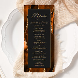 Menú Boda oscura moderna de color naranja quemado y oro