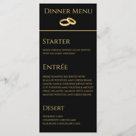 Menú boda para la cena y la bebida - Negro y Oro-