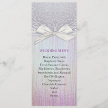 Menú Boda Pastel de lavanda de cinta de encaje pla
