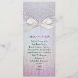 Menú Boda Pastel de lavanda de cinta de encaje pla