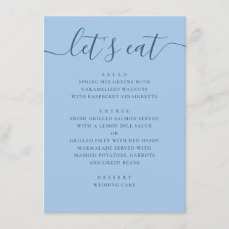 Menú Boda Pastel Sky Blue. Comamos Cena de Recepción