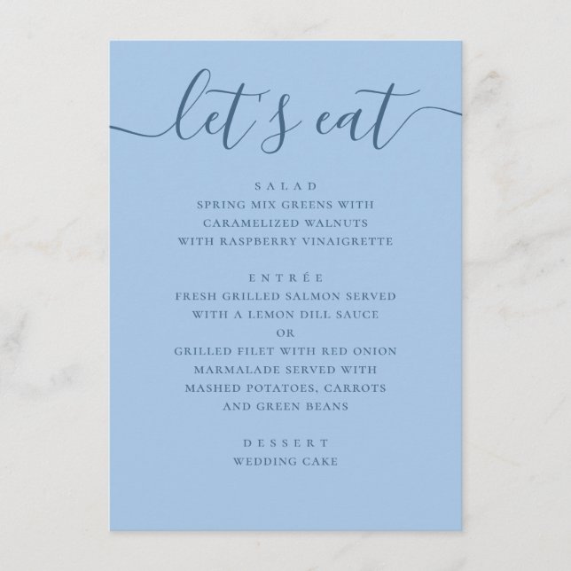 Menú Boda Pastel Sky Blue. Comamos Cena de Recepción (Anverso)
