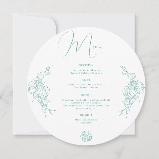 Menú Boda Peony Elegance (Anverso)