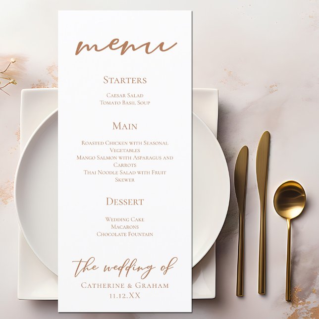 Menú Boda personalizada Minimalista con guión marrón de (Subido por el creador)