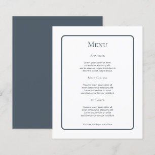 Menú Boda personalizado azul silenciado