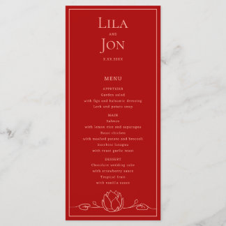 Menú Boda personalizado de Lotus