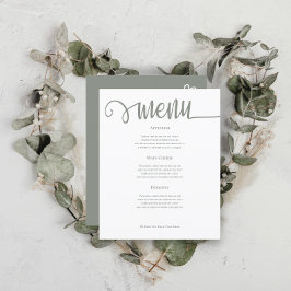 Menú Boda personalizado verde sabio