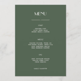 Menú Boda plana minimalista escandinava verde musgo osc