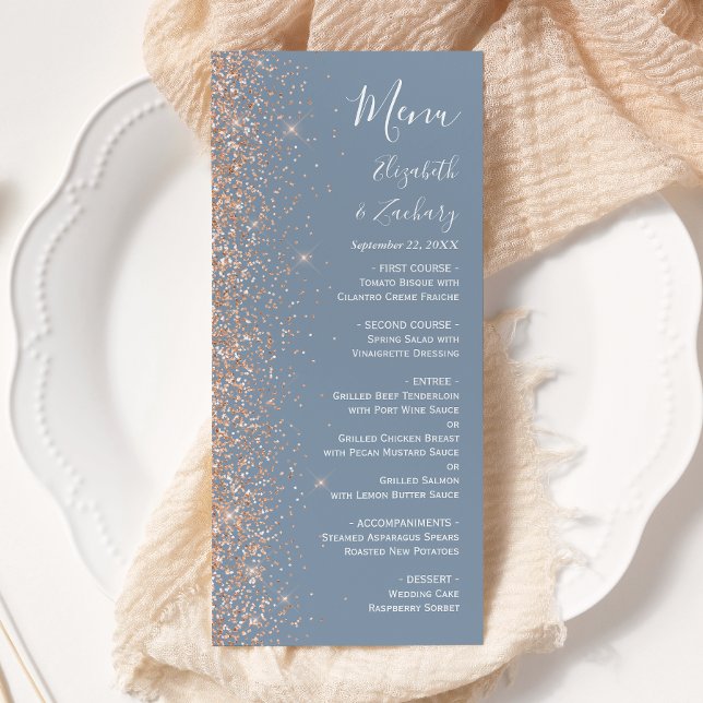 Menú Boda Polvo Azul Polvo de Melocotón Moderno (Subido por el creador)