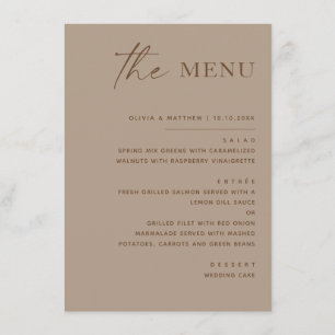 Menú Boda Polvo de Taupe. Recepción Moderna y Cálida Ne