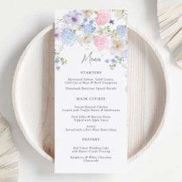 Menú Boda Primavera Morado Y Flores Silvestres Rosadas