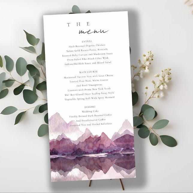 Menú Boda Purple Watercolor Mountain Lake (Subido por el creador)