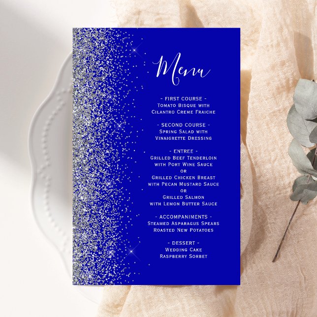 Menú Boda Purpurina Royal Blue Silver (Subido por el creador)