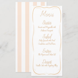 Menú Boda rayado de borde Naranja Pastel