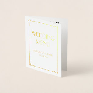 Menú Boda Real Relieve metalizado dorado Art Deco