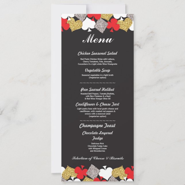 Menú Boda Recepción Tarjeta de Casino Las Vegas (Anverso)