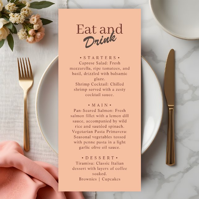 Menú Boda Retro Coral Peach Comer y Beber  (Subido por el creador)