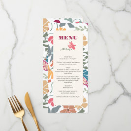 Menú Boda Retro de Época Media Floral Boho Chic