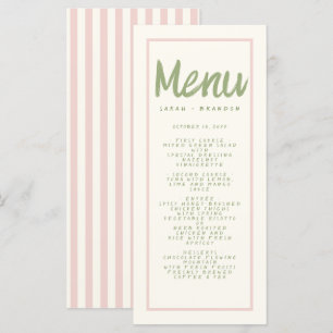 Menú Boda retro de escritura a mano de Pastel