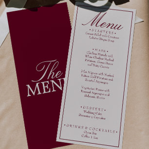 Menú Boda Retro de Lujo Burgundy Crema Dinero Antiguo