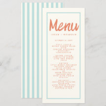 Menú Boda retro de tipografía de escritura azul ro