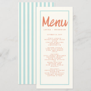 Menú Boda retro de tipografía de escritura azul ro