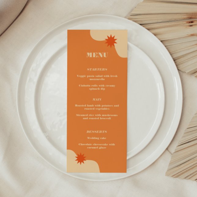 Menú Boda Retro de Verano con Naranja Brillante (Subido por el creador)
