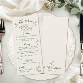 Menú Boda Retro Dibujada a Mano