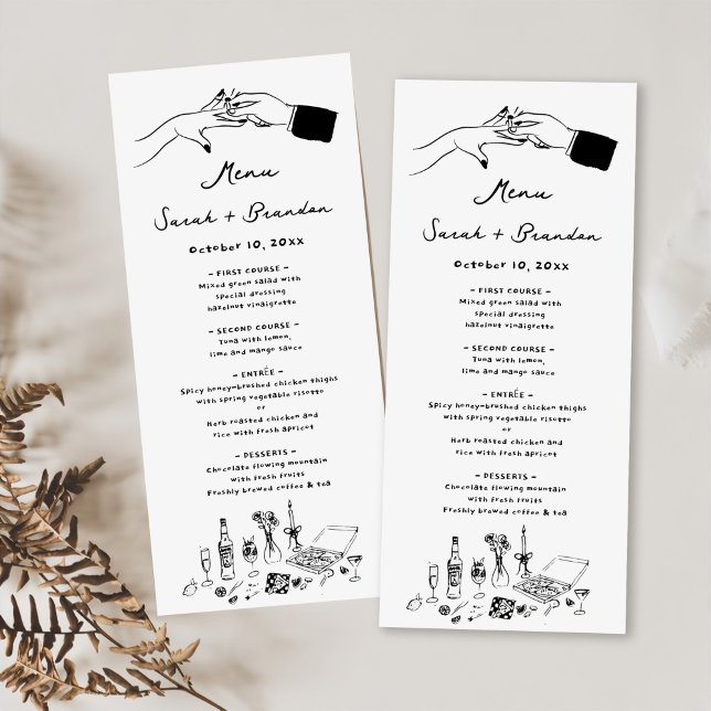 Menú Boda retro elegante con mano dibujada (Subido por el creador)