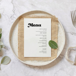 Menú Boda retro elegante en blanco y negro