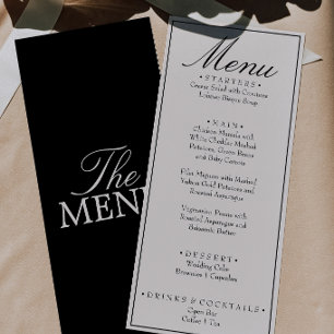 Menú Boda Retro Elegante Negra Crema Dinero Antiguo