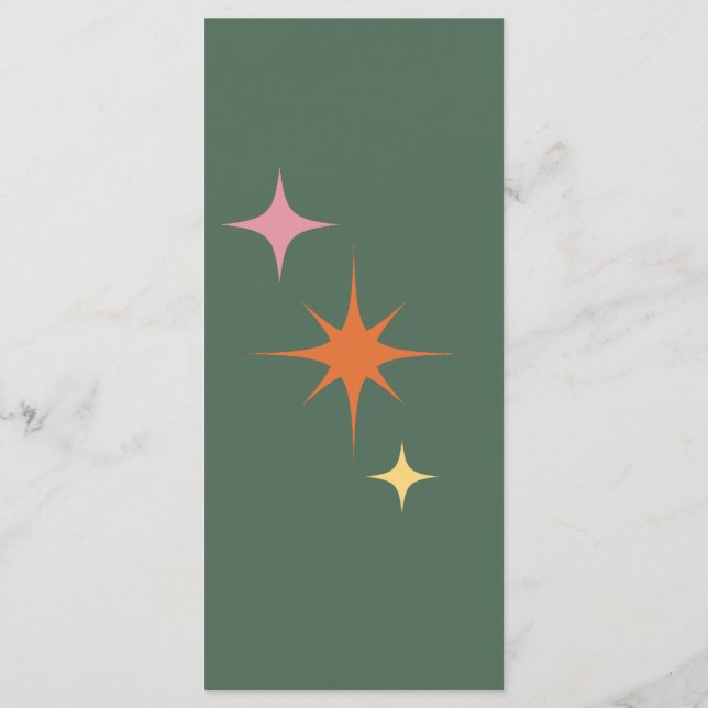 Menú Boda retro moderno verde oliva y rosa (Reverso)