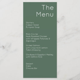 Menú Boda retro moderno verde oliva y rosa