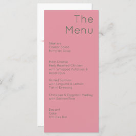 Menú Boda retro moderno verde oliva y rosa