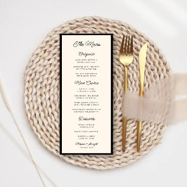 Menú Boda Retro Negro y Marfil