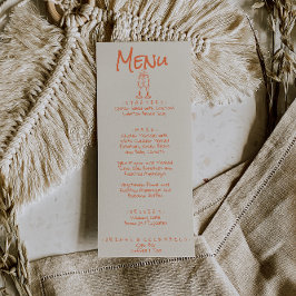Menú Boda Retro Quirky Coral Dibujada a Mano