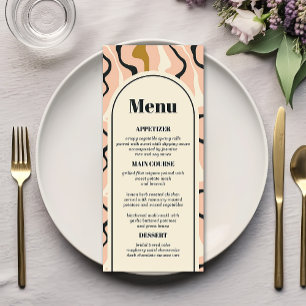 Menú Boda Retro Swirl Arch Pink Black Gold Cream