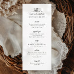 Menú Boda Rings Bow Dinner<br><div class="desc">anillos ilustrados atados con una cinta/arco</div>