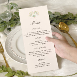 Menú Boda Rococó Floral de Acuarela Elegante