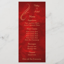 Menú Boda rojo brillante de Swirl Gold