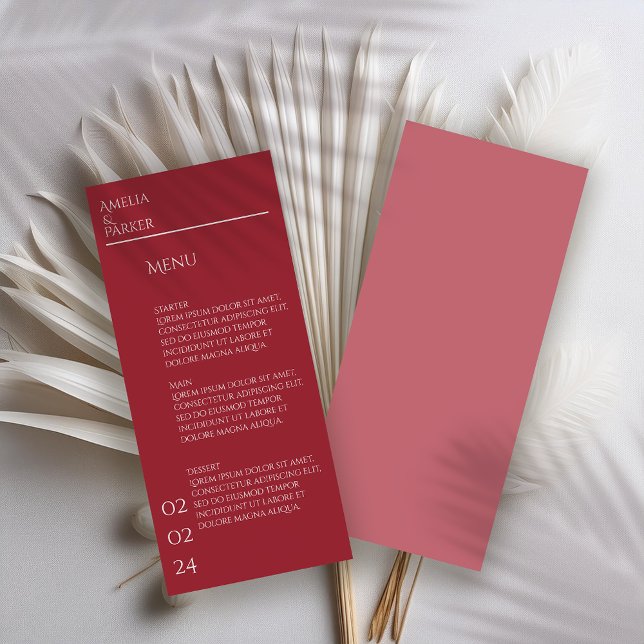 Menú Boda rojo de Crimson minimalista (Subido por el creador)