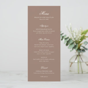 Menú Boda Romántica Marrón Elegante