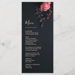 Menú Boda romántica oscura de flores 3D rosa